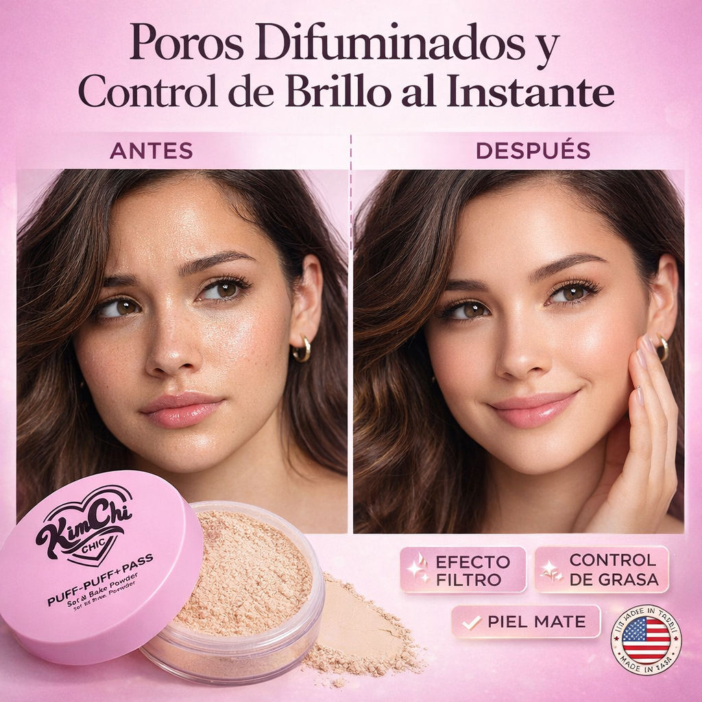Kimchi™ Polvo Compacto – Suaviza, Ilumina y Elimina la Apariencia Grasosa al Instante
