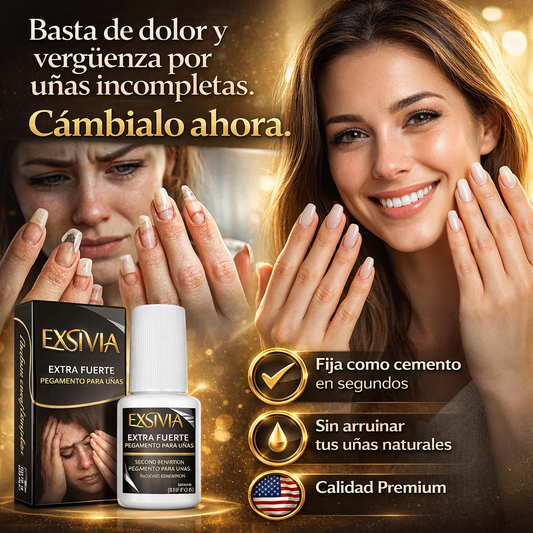 EXSIVIA™ Pegamento para Uñas Extra Fuerte Fija como cemento en segundos sin arruinar tus uñas naturales