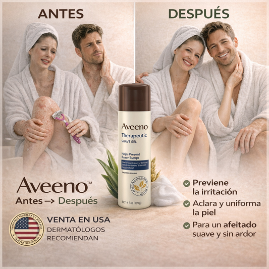 Aveeno™ Gel Dermatológico combate el oscurecimiento y protege tu piel para un afeitado suave y sin ardor